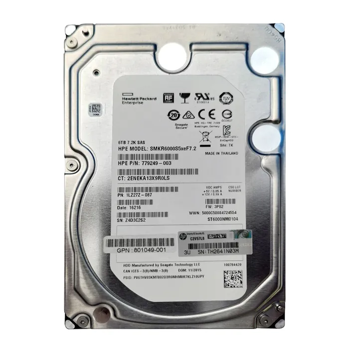 HP 779249-003 | 6TB 7200RPM SAS 6Gb/s 3.5-inch Hard Drive Refurbished - Hewlett-Packard (ou HP en abrégé) refurbished available on Gotodirect