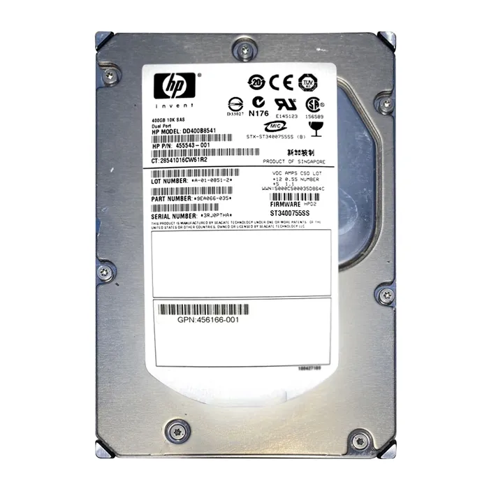 HP 456166-001 | 400GB 10000RPM SAS 3Gb/s Dual Port Hot Swappable 3.5-Inch Hard Drive for ProLiant G5 Servers Refurbished - Hewlett-Packard (ou HP en abrégé) refurbished available on Gotodirect