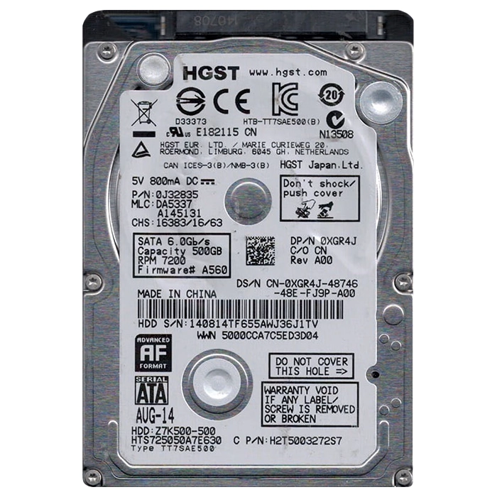 HGST 0J32835 | Travelstar Z7K500 Series 500GB 7200RPM SATA 6Gb/s 32MB Cache 512e 2.5-Inch Hard Drive Refurbished - HGST (a subsidiary of Western Digital) refurbished available on Gotodirect