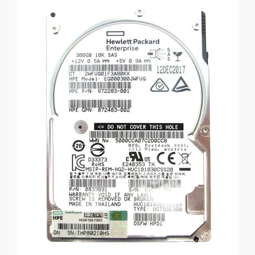 HP 872283-001 | 300GB 10000RPM SAS 6Gb/s NHP SFF Dual Port 2.5-inch Hard Drive for ProLiant Server Refurbished - Hewlett-Packard (ou HP en abrégé) refurbished available on Gotodirect