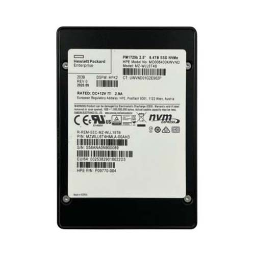 HP P09770-004 | 6.4TB PCI Express Mixed Use DS NVMe 2.5-inch Solid State Drive for Proliant Gen9 and Gen10 Refurbished - Hewlett-Packard (ou HP en abrégé) refurbished available on Gotodirect