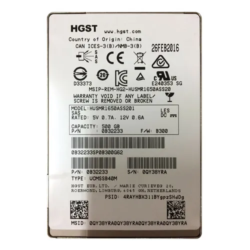HGST 0B32233 | Ultrastar SSD1600MR Series 500GB Multi-Level Cell SAS 12Gb/s Read Intensive (TCG Encryption) 2.5-inch Solid State Drive Refurbished - HGST (a subsidiary of Western Digital) refurbished available on Gotodirect
