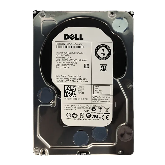 Dell 0J2W28 | 3TB 7200RPM SATA 3Gb/s Hot-Pluggable 3.5-Inch Hard Drive for PowerEdge Server Refurbished - Dell refurbished available on Gotodirect