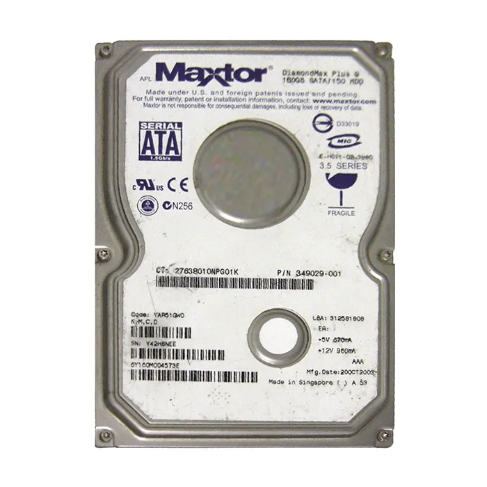 Buy HP 349029-001 | 160GB 7200RPM SATA 1.5Gb/s 8MB Cache 3.5-inch Hard Drive Refurbished - $172.32 HP 349029-001 | 160GB 7200RPM SATA 1.5Gb/s 8MB Cache 3.5-inch Hard Drive Refurbished - Hewlett-Packard (ou HP en abrégé) refurbished available on Gotodirect