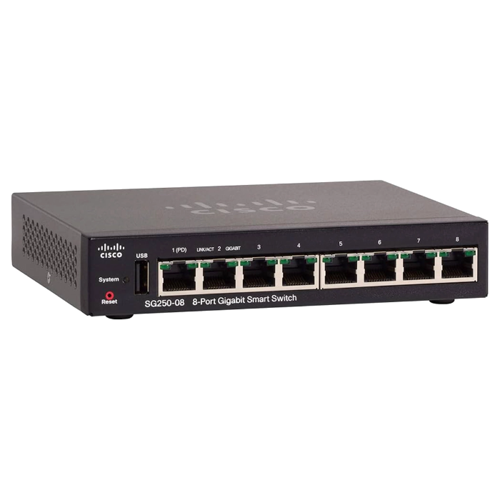 Buy Cisco SG250-08-K9-NA-RF | Small Business 250 Series SG250-08 8 x Ports PoE+ 10/100/1000Base-T Rack-Mountable Layer 2 Managed Gigabit Ethernet Network Switch Refurbished - $374.58 Cisco SG250-08-K9-NA-RF | Small Business 250 Series SG250-08 8 x Ports PoE+ 10/100/1000Base-T Rack-Mountable Layer 2 Managed Gigabit Ethernet Network Switch Refurbished - Cisco Systems Inc. refurbished available on Gotodirect