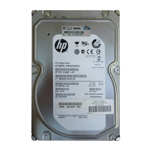 HP 647347-001 | 3TB 7200RPM SATA 6Gb/s LFF 3.5-inch Midline Hard Drive for Gen8/9 ProLiant Server Refurbished - Hewlett-Packard (ou HP en abrégé) refurbished available on Gotodirect