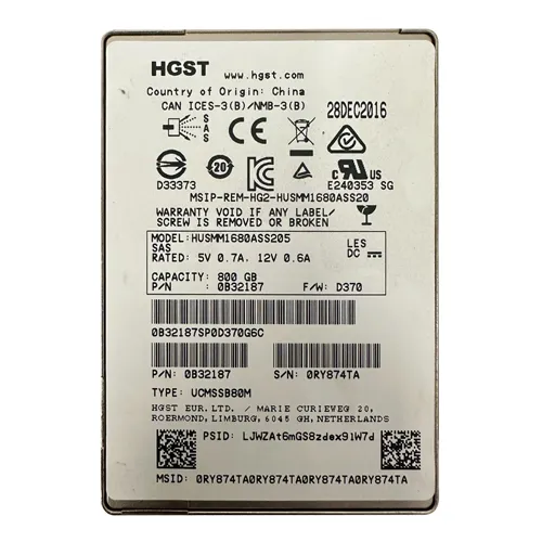 HGST 0B32187 | Ultrastar SSD1600MM Series 800GB Multi-Level Cell SAS 12Gb/s 512e Mainstream Endurance (TCG + FIPS) 2.5-inch Solid State Drive Refurbished - HGST (a subsidiary of Western Digital) refurbished available on Gotodirect