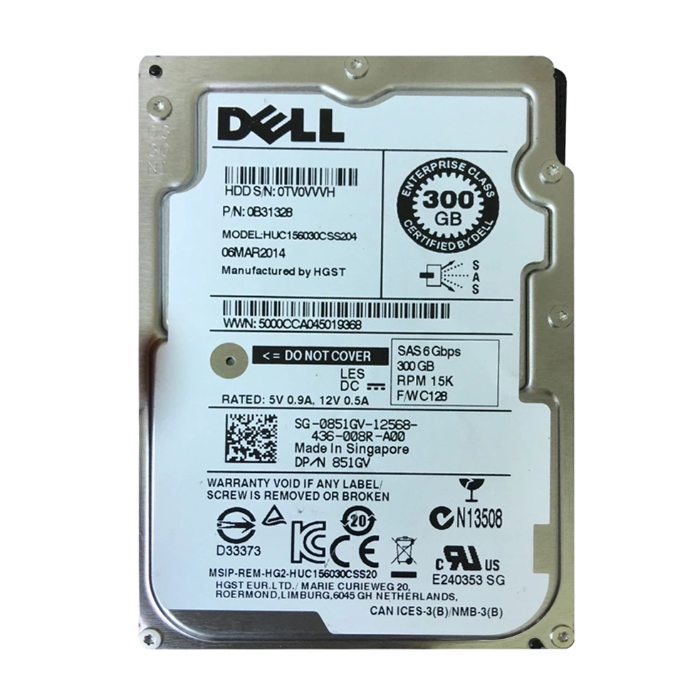 Dell 0851GV | 300GB 15000RPM SAS 6Gb/s 128MB Cache 2.5-Inch Hard Drive Refurbished - Dell refurbished available on Gotodirect