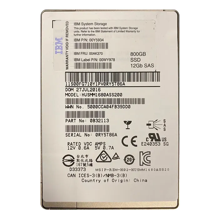 IBM 00AK370 | 800GB SAS 6Gb/s 2.5-Inch Solid State Drive for Storwize V5000 Refurbished -  refurbished available on Gotodirect