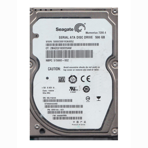 HP 515660-002 | 500GB 7200RPM SATA 3Gb/s 16MB Cache 2.5-inch Hard Drive Refurbished - Hewlett-Packard (ou HP en abrégé) refurbished available on Gotodirect