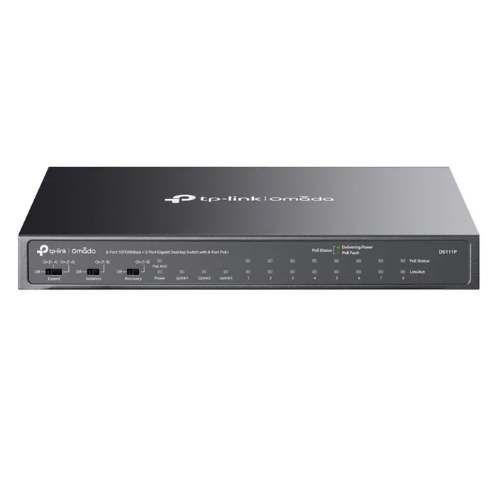 TP-LINK DS111P | Omada 8-Port 10/100Mbps + 3-Port Gigabit Unmanaged Desktop Switch with 8-Port PoE+ Refurbished - TP-Link refurbished available on Gotodirect