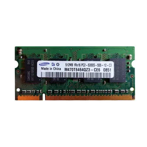 Samsung M470T6464QZ3-CE6 | 512MB DDR2-667MHz PC2-5300 Non-ECC Unbuffered SODIMM CL5 1Rx16 1.8V 200-Pin Memory Module Refurbished - Samsung refurbished available on Gotodirect