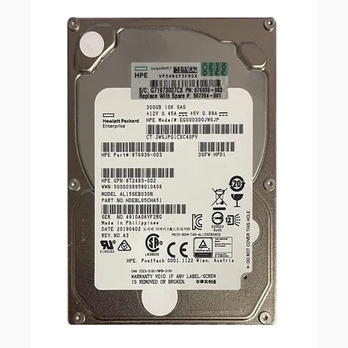 HP 876936-003 | 300GB 10000RPM SAS 12Gb/s SFF Hot-Pluggable 2.5-inch Hard Drive for Gen8 to Gen9 ProLiant Server Refurbished - Hewlett-Packard (ou HP en abrégé) refurbished available on Gotodirect