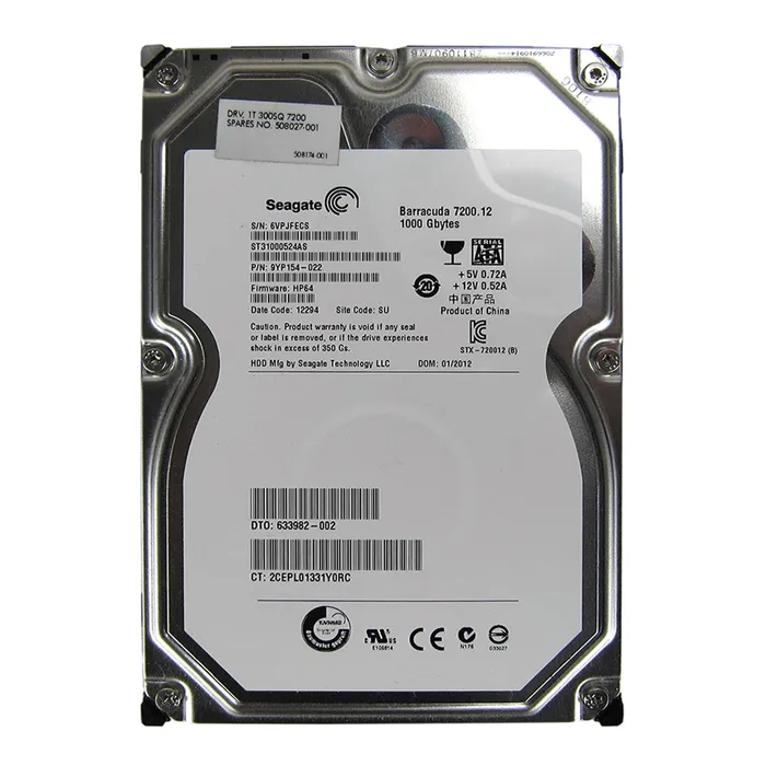 HP 508027-001 | 1TB 7200RPM SATA 3Gb/s NHP 32MB Cache Hot-Pluggable LFF 3.5-inch Midline Hard Drive for Workstation Refurbished - Hewlett-Packard (ou HP en abrégé) refurbished available on Gotodirect