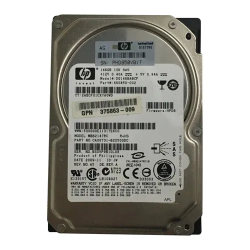 Buy HP 375863-009 | 146GB 10000RPM SAS 3Gb/s SFF Hot-Pluggable Dual Port 2.5-inch Hard Drive Refurbished - $110.00 HP 375863-009 | 146GB 10000RPM SAS 3Gb/s SFF Hot-Pluggable Dual Port 2.5-inch Hard Drive Refurbished - Hewlett-Packard (ou HP en abrégé) refurbished available on Gotodirect