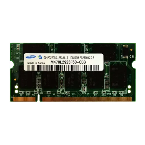 Samsung M470L2923F60-CB3 | 1GB DDR-333MHz PC2700 Non-ECC Unbuffered SODIMM CL2.5 2Rx8 2.5V 200-Pin Memory Module Refurbished - Samsung refurbished available on Gotodirect