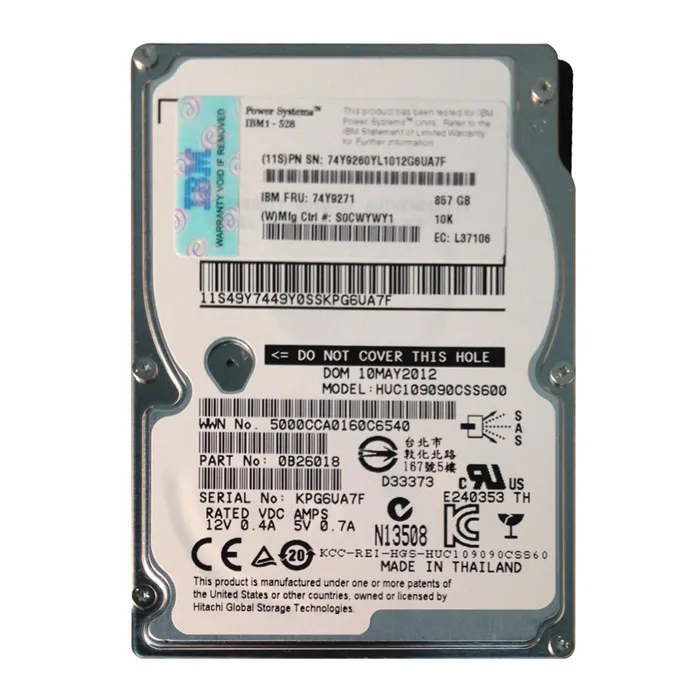 Buy IBM 74Y9271 | 857GB 10000RPM SAS 6Gb/s 2.5-Inch Hard Drive for Power 720 Express Server Refurbished - $300.00 IBM 74Y9271 | 857GB 10000RPM SAS 6Gb/s 2.5-Inch Hard Drive for Power 720 Express Server Refurbished - refurbished available on Gotodirect