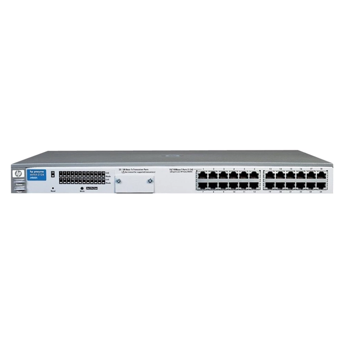 HP J4868-60101 | ProCurve 2100 Series 2124 24 x Ports 10/100 Base-TX RJ-45 + 1 x Expansion Slot Layer 2 Unmanaged 1U Rack-mountable Fast Ethernet Network Switch Refurbished - Hewlett-Packard (ou HP en abrégé) refurbished available on Gotodirect