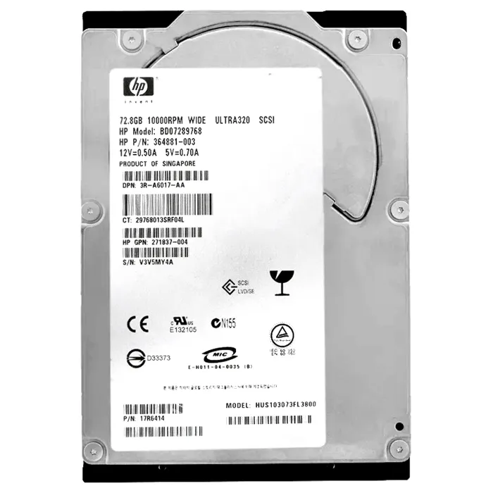 Buy HP 364881-003 | 72.8GB 10000RPM Ultra320 SCSI Hot Swappable LVD 80-Pin 3.5-Inch Hard Drive Refurbished - $135.00 HP 364881-003 | 72.8GB 10000RPM Ultra320 SCSI Hot Swappable LVD 80-Pin 3.5-Inch Hard Drive Refurbished - Hewlett-Packard (ou HP en abrégé) refurbished available on Gotodirect
