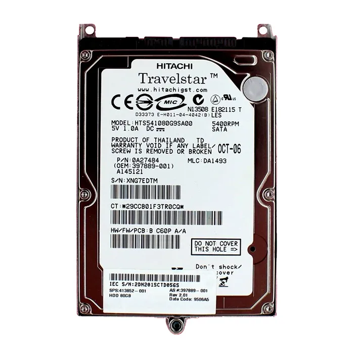 HP 397889-001 | 80GB 5400RPM SATA 1.5Gb/s 8MB Cache 2.5-inch Hard Drive Refurbished - Hewlett-Packard (ou HP en abrégé) refurbished available on Gotodirect