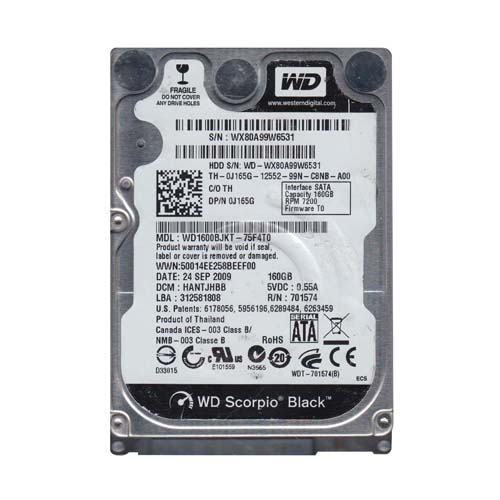 Dell J165G | 160GB 7200RPM SATA 3Gb/s 16MB Cache 2.5-Inch Hard Drive Refurbished - Dell refurbished available on Gotodirect