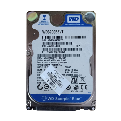 HP 577084-001 | 320GB 5400RPM SATA 3Gb/s 8MB Cache 2.5-inch Hard Drive Refurbished - Hewlett-Packard (ou HP en abrégé) refurbished available on Gotodirect