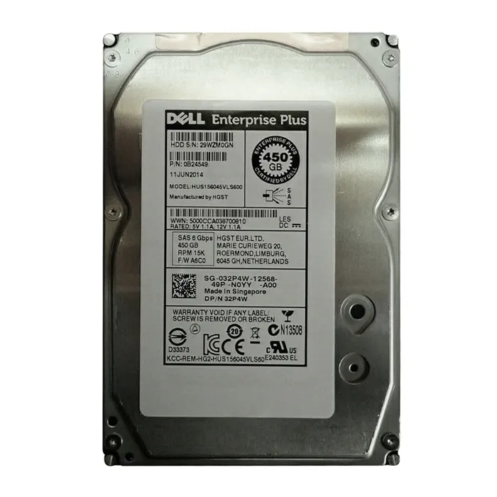 Dell 32P4W | 450GB 15000RPM SAS 6Gb/s Hot-Pluggable 3.5-Inch Hard Drive for Compellent Storage Array Refurbished - Dell refurbished available on Gotodirect
