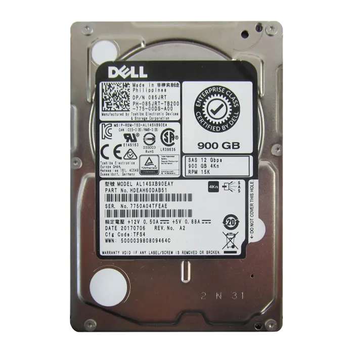Dell 085JRT | 900GB 15000RPM SAS 12Gb/s Hot-Pluggable Dual Port (4Kn) 2.5-Inch Hard Drive for PowerEdge Server & PowerVault Storage Array Refurbished - Dell refurbished available on Gotodirect