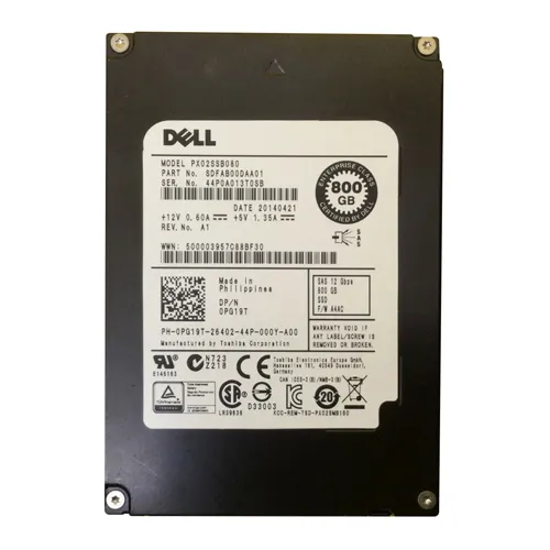 Dell 0PG19T | 800GB Multi-Level Cell SAS 12Gb/s Hot-Pluggable 2.5-Inch Solid State Drive for PowerEdge Servers Refurbished - Dell refurbished available on Gotodirect