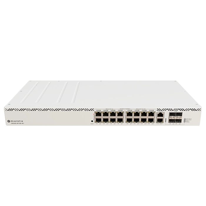 Mikrotik CRS320-8P-8B-4S+RM | 16x Ether9-Ether16 802.3af/at/bt PoE/ PoE+ & 4x 10G SFP+ Ports High-Power Switch Refurbished - MikroTik refurbished available on Gotodirect