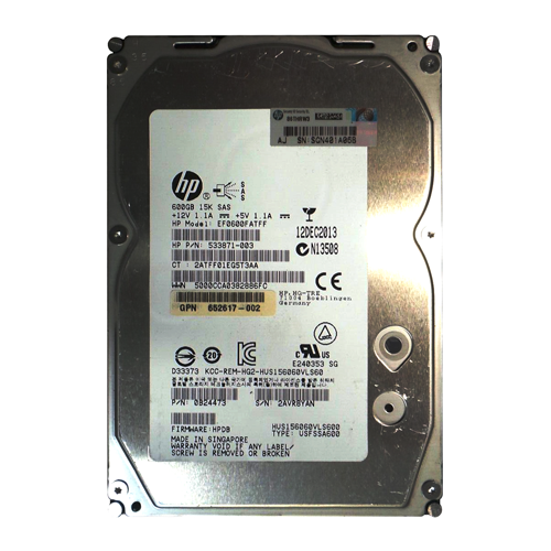 Buy HP 652617-002 | 600GB 15000RPM SAS 6Gb/s 16MB Cache Hot-Pluggable Dual Port 3.5-inch Hard Drive Refurbished - $259.98 HP 652617-002 | 600GB 15000RPM SAS 6Gb/s 16MB Cache Hot-Pluggable Dual Port 3.5-inch Hard Drive Refurbished - Hewlett-Packard (ou HP en abrégé) refurbished available on Gotodirect