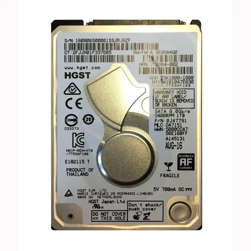 HP 752864-002 | 1TB 5400RPM SATA 6Gb/s 32MB Cache 2.5-Inch Hard Drive Refurbished - Hewlett-Packard (ou HP en abrégé) refurbished available on Gotodirect