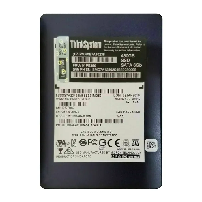 Lenovo 4XB7A10238 | 480GB SATA 6Gb/s Hot Swappable 2.5-Inch Solid State Drive Refurbished - Lenovo refurbished available on Gotodirect