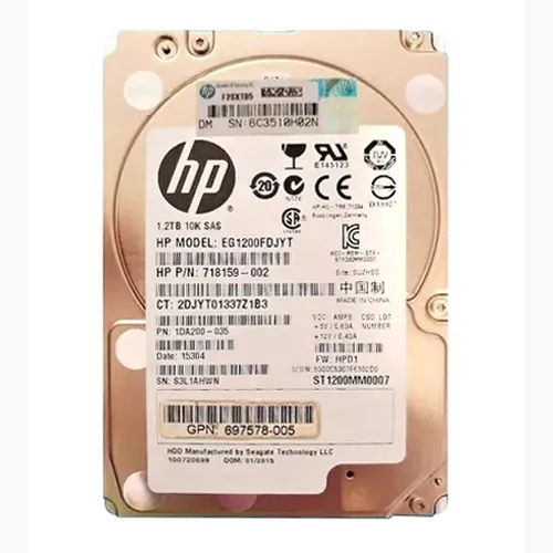 HP 718159-002 | 1.2TB 10000RPM SAS 6Gb/s Hot-Pluggable Dual Port SFF 2.5-inch Enterprise Hard Drive for Gen1/7 ProLiant Server Refurbished - Hewlett-Packard (ou HP en abrégé) refurbished available on Gotodirect