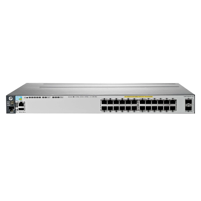 HP J9573A | Aruba 3800 Series 3800-24G-PoE+-2SFP+ 24 x 10/100/1000Base-T RJ-45 PoE+ and 2 x 10GbE SFP+ Ports and 1 x Stacking Module Slot Layer 3 Managed Gigabit Ethernet Network Switch Refurbished - Hewlett-Packard (ou HP en abrégé) refurbished available on Gotodirect