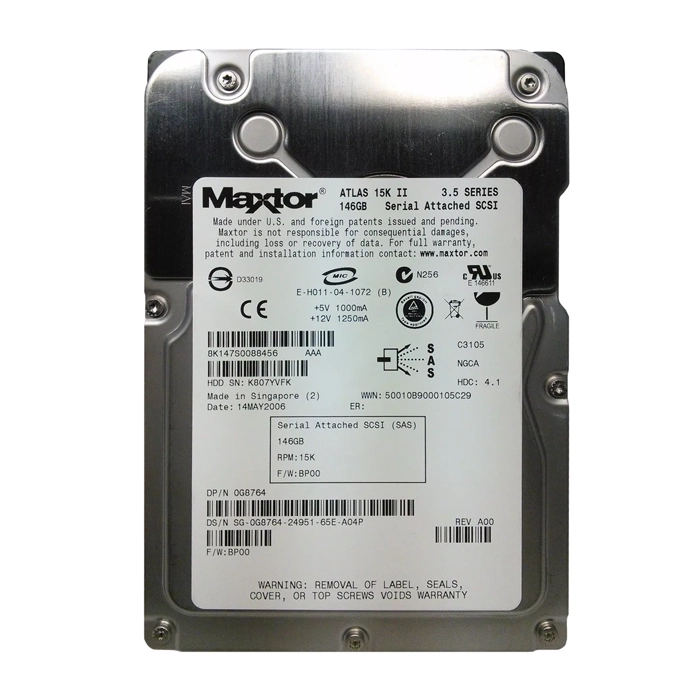 Dell G8764 | 147GB 15000RPM SAS 3Gb/s Hot-Pluggable Single Port 16MB Cache 3.5-Inch Hard Drive for PowerEdge Server & PowerVault Server Refurbished - Dell refurbished available on Gotodirect