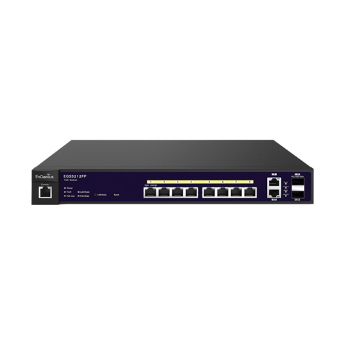 EnGenius EGS5212FP | 8 x Ports PoE+ 10/100/1000Base-T + 2 x SFP Ports Layer 2 Managed Gigabit Ethernet Network Switch Refurbished - EnGenius refurbished available on Gotodirect
