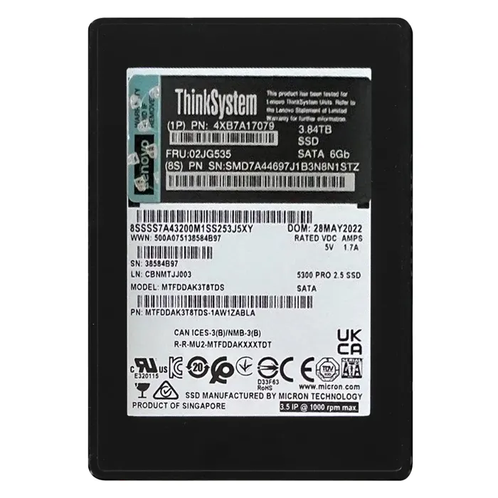 Lenovo 02JG535 | 3.84TB SATA 6Gb/s Entry Hot Swap 2.5-inch Solid State Drive for ThinkSystem Refurbished - Lenovo refurbished available on Gotodirect