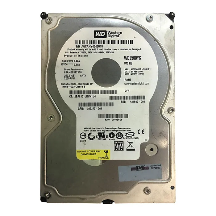 HP 431689-001 | 250GB 7200RPM SATA 1.5Gb/s LFF Hot-Pluggable 3.5-inch Hard Drive for Gen1 to Gen7 ProLiant Server Refurbished - Hewlett-Packard (ou HP en abrégé) refurbished available on Gotodirect