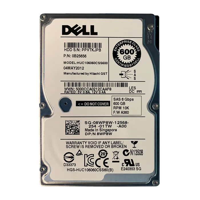 Dell 08WP8W | 600GB 10000RPM SAS 6Gb/s Hot-Pluggable Dual Port (512n) 2.5-Inch Hard Drive for PowerEdge Server & PowerVault Storage Array Refurbished - Dell refurbished available on Gotodirect
