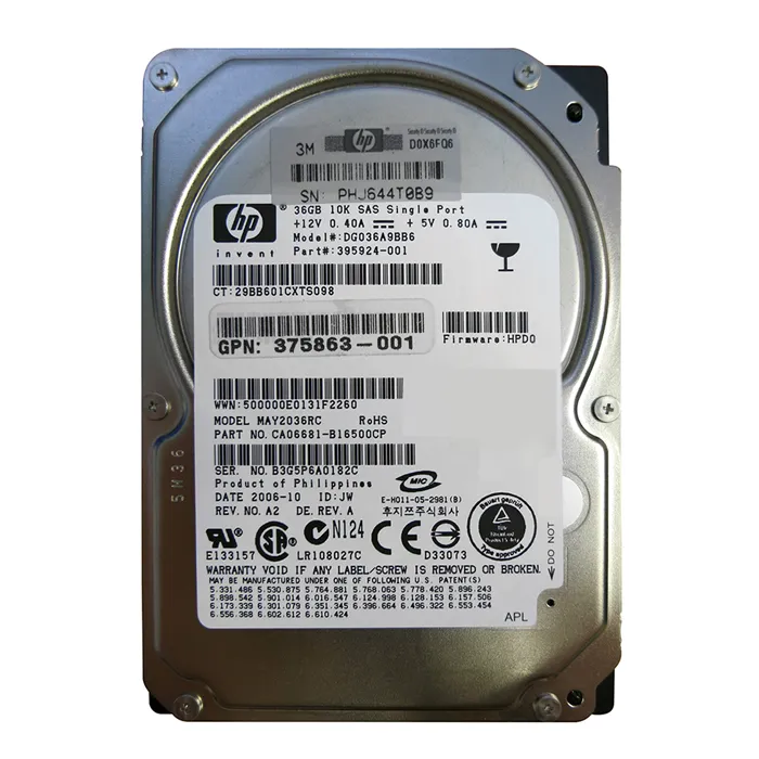 HP DG036A9BB6 | 36GB 10000RPM SAS 3Gb/s Hot Swappable 2.5-Inch Hard Drive Refurbished - Hewlett-Packard (ou HP en abrégé) refurbished available on Gotodirect