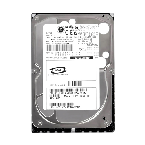 Fujitsu CA06200-B43600DE | 147GB 10000RPM Ultra320 SCSI 80-Pin 8MB Cache 3.5-Inch Hard Drive Refurbished - Fujitsu refurbished available on Gotodirect