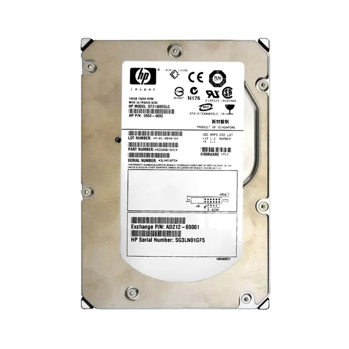 HP AD212-69001 | 146GB 15000RPM Wide Ultra 320 SCSI 8MB Cache Hot-Pluggable LVD 80-Pin 3.5-inch Hard Drive Refurbished - Hewlett-Packard (ou HP en abrégé) refurbished available on Gotodirect