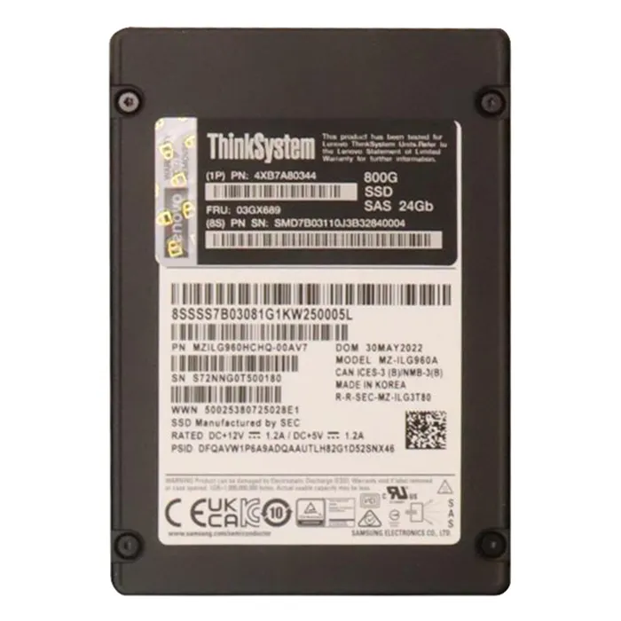 Lenovo 4XB7A80344 | 800GB SAS 24Gb/s Mixed Use Hot Swap 3.5-Inch Solid State Drive for ThinkSystem Refurbished - Lenovo refurbished available on Gotodirect