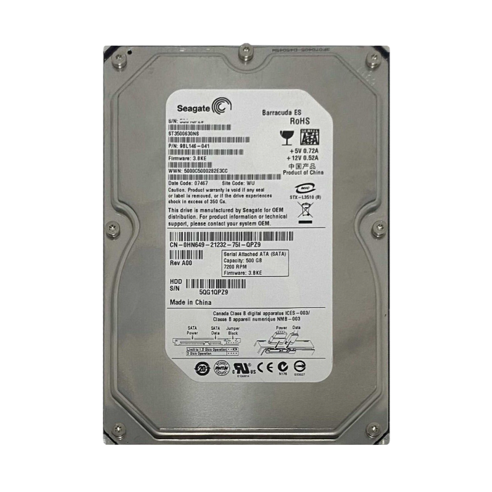 Seagate 9BL146-041 | BarraCuda ES Series 500GB 7200RPM SATA 3Gb/s 16MB Cache (512) 3.5-Inch Hard Drive Refurbished - Seagate refurbished available on Gotodirect