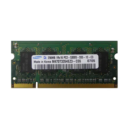 Samsung M470T3354EZ3-CE6 | 256MB DDR2-667MHz PC2-5300 Non-ECC Unbuffered SODIMM CL5 1Rx16 1.8V 200-Pin Memory Module Refurbished - Samsung refurbished available on Gotodirect