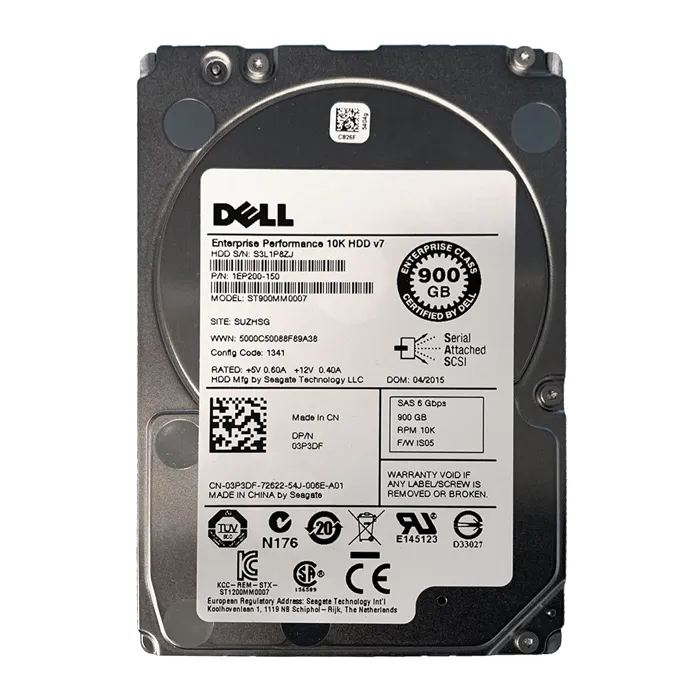 Dell 03P3DF | 900GB 10000RPM SAS 6Gb/s Hot-Pluggable Dual Port (512n) 2.5-Inch Hard Drive for PowerEdge Server & PowerVault Storage Array Refurbished - Dell refurbished available on Gotodirect