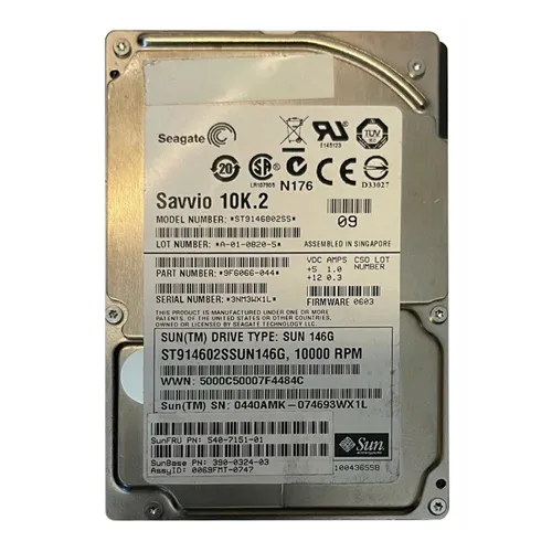 Sun 540-7151-01 | 146GB 10000RPM SAS 3Gb/s 16MB Cache Hot-Pluggable SFF 2.5-Inch Hard Drive Refurbished -  refurbished available on Gotodirect
