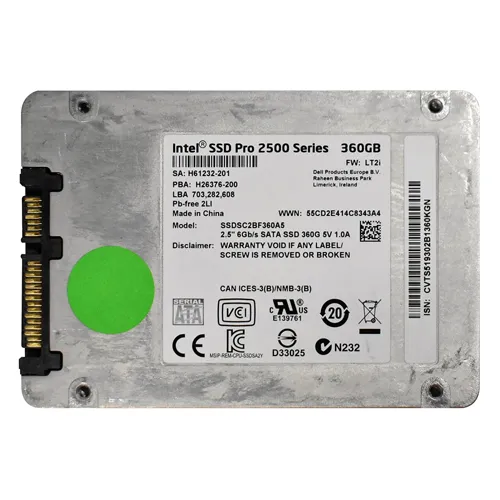Intel SSDSC2BF360A5 | Pro-Level 2500 360GB Multi-Level Cell SATA 6Gb/s 2.5-Inch Solid State Drive Refurbished - Intel refurbished available on Gotodirect