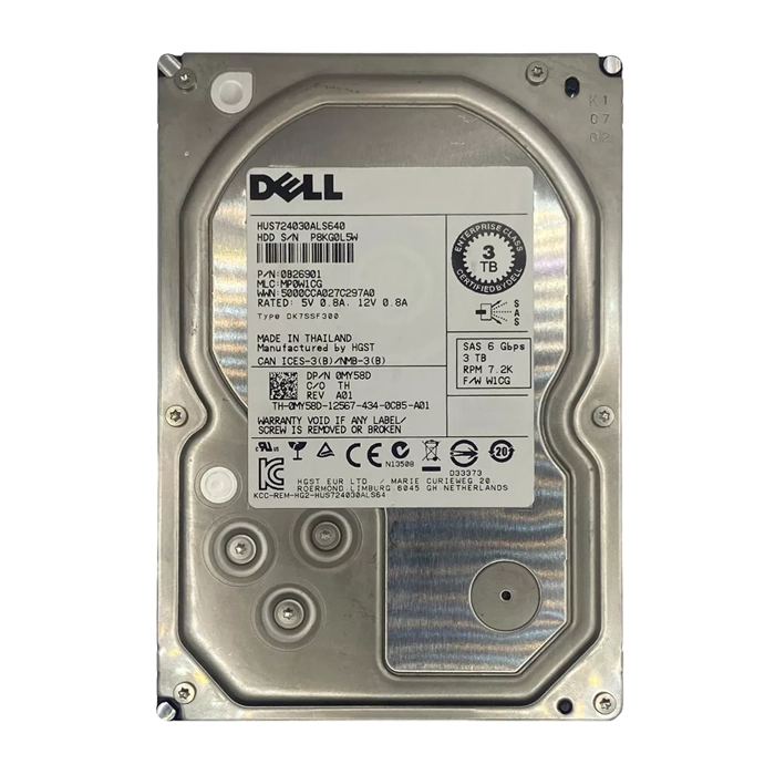 Dell MY58D | 3TB 7200RPM Nearline SAS 6Gb/s 3.5-Inch Hard Drive for PowerEdge Servers Refurbished - Dell refurbished available on Gotodirect